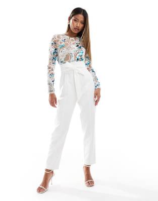 Shop Lavish Alice embellished cuff jumpsuit in blue Online – Trendy & Affordable Fashion