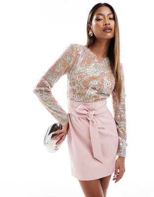Shop Lavish Alice embellished cuff mini dress in pink Online – Trendy & Affordable Fashion