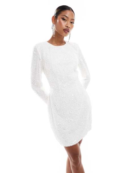 Lavish Alice embellished mini dress in white