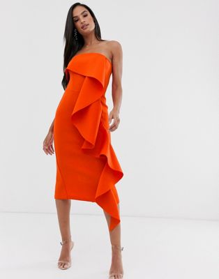 orange frill dress