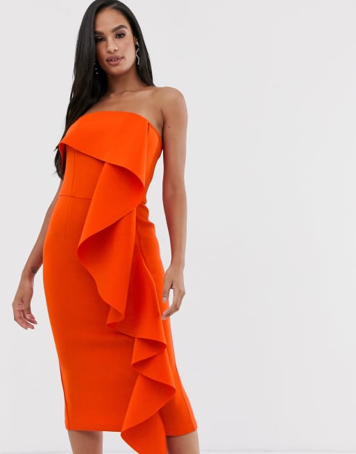 Orange bardot hot sale dress