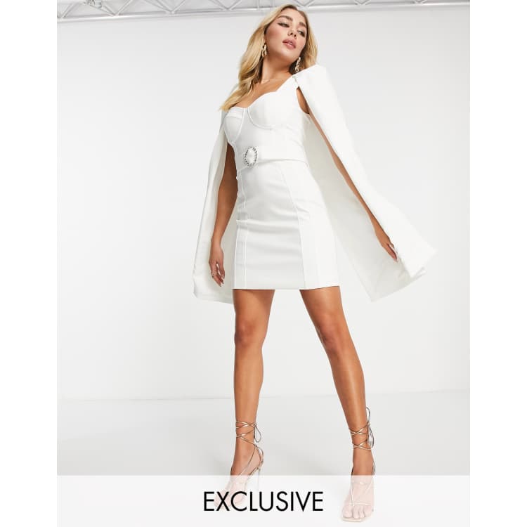 Lavish Alice exclusive cape dress in white