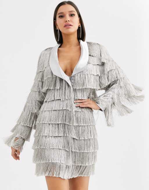 Lavish alice on sale fringe blazer dress