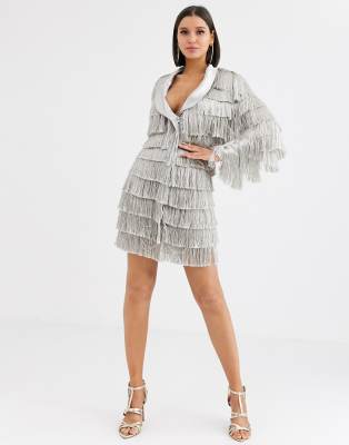 blazer dress with fringe