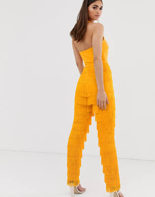 yellow fringe jumpsuit