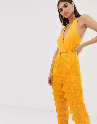 yellow fringe jumpsuit