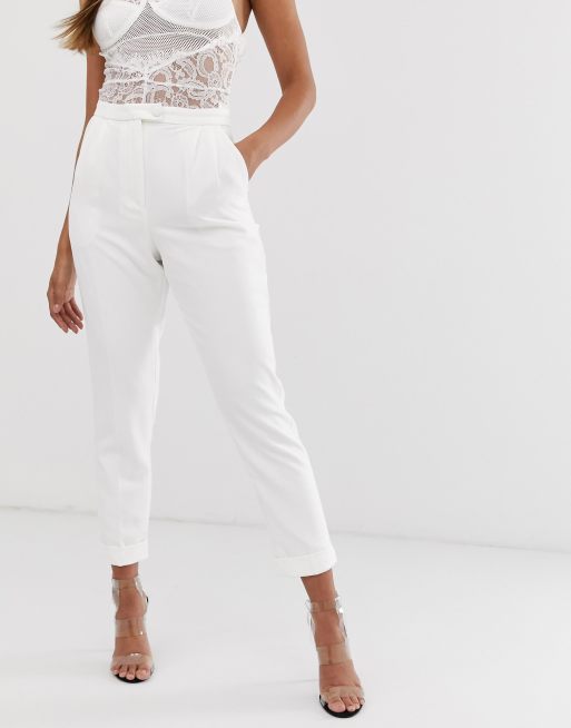 Lavish Alice - Korset-broek met hoge taille in wit, 4 van 4
