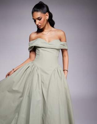 LAVISH ALICE OFF SHOULDER LACE UP COTTON SUN DRESS 