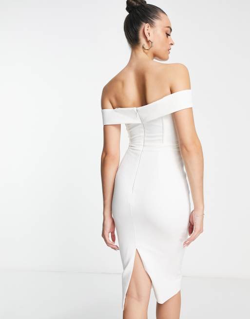 White off the outlet shoulder cocktail dress