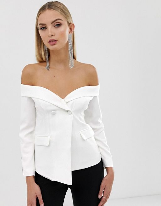 Lavish Alice off the shoulder fitted blazer with sports stripe | ASOS
