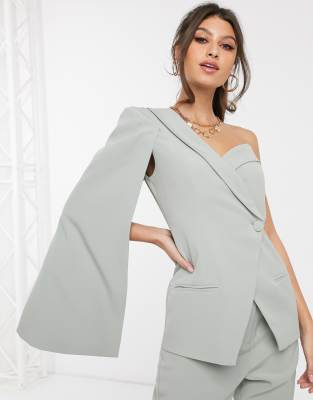 Lavish Alice one shoulder blazer in green | ASOS