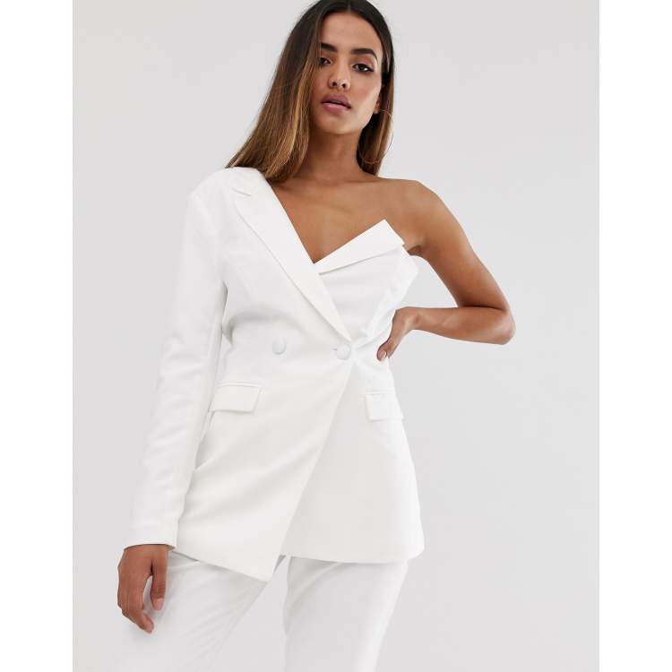 One shoulder white hot sale blazer dress