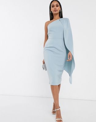 one shoulder dress with cape