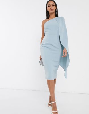 cape one shoulder dress