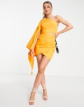 [Lavish Alice] Lavish Alice one shoulder cape detail mini dress in orange 8 MANGO