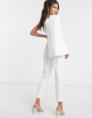 lavish alice off white tailored cape jumpsuit