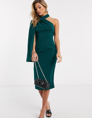 emerald green dress one shoulder