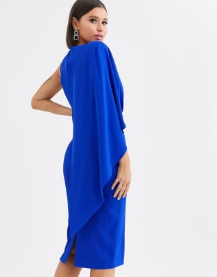 blue one shoulder dress