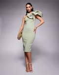 [Lavish Alice] Lavish Alice one shoulder detail midi dress in sage green 8 Sage green