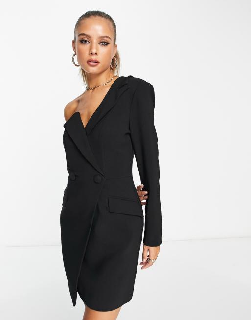 Black one on sale shoulder blazer dress