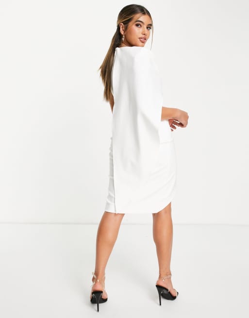 One shoulder pleated detail midi dress sale