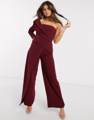 burgundy wide leg jumpsuit