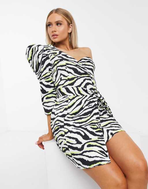 Zebra print sale one shoulder dress