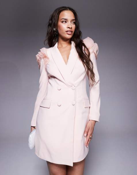 Lavish Alice organza rose sleeve blazer dress light pink - view 1