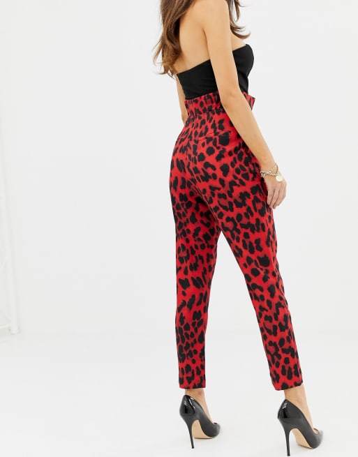 Red animal 2024 print trousers