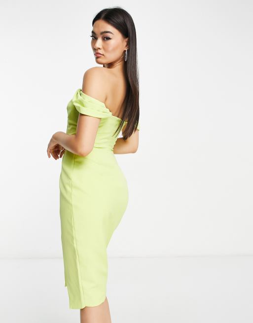 Lime green cheap bardot dress