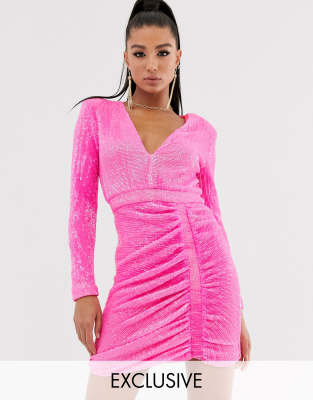 pink sequin dress asos