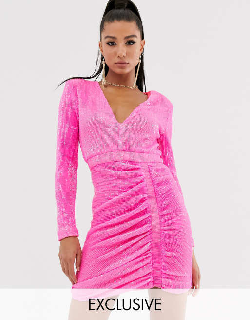 Pink neon mini outlet dress