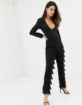 black fringe jumpsuit