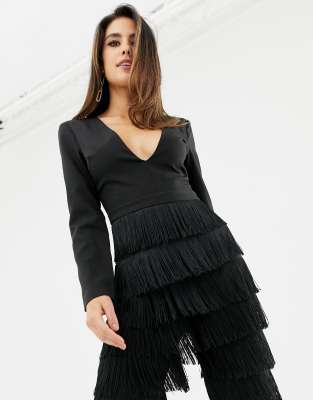 lavish alice fringe jumpsuit