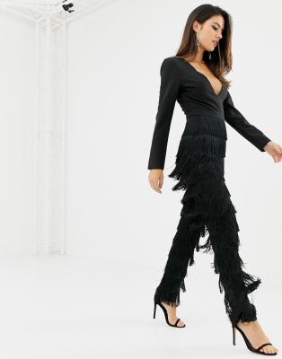 lavish alice fringe jumpsuit