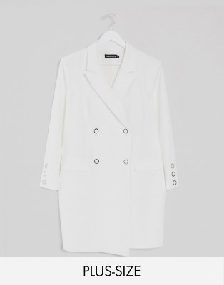 white plus size blazer dress