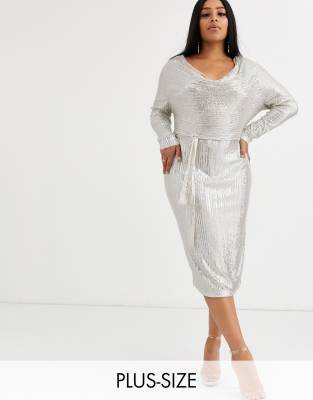 plus silver sequin dress