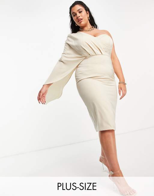 Lavish Alice Plus corset dress with chiffon sleeves in champagne