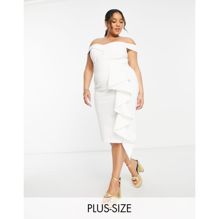 Plus size off hotsell the shoulder ruffle dress