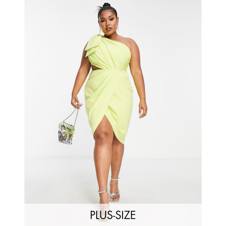 Lavish Alice Plus one shoulder cut out detail wrap midi