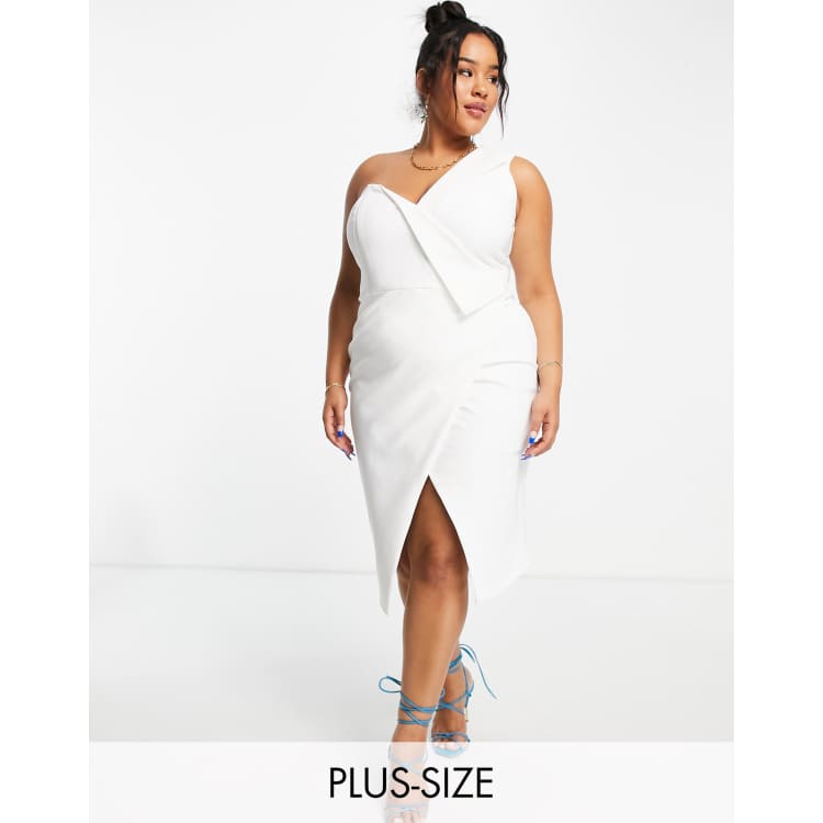 Lavish alice one shoulder midi wrap dress in leopard print sale