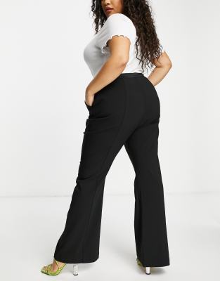 black satin flare pants