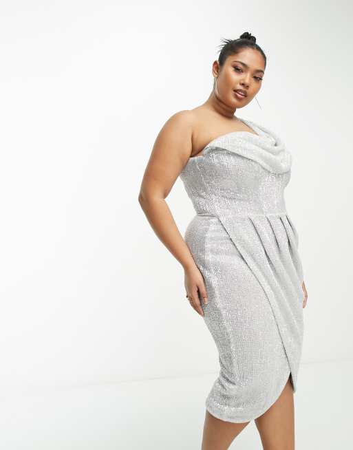 White and silver on sale plus size dress