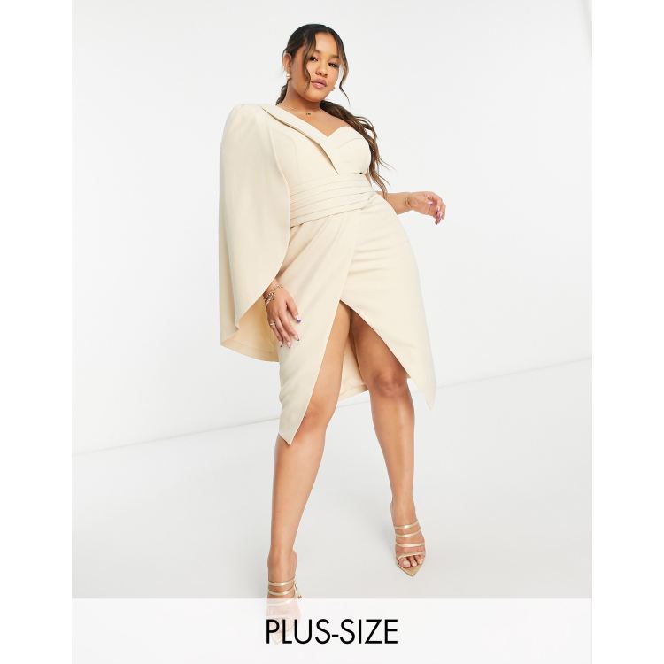 Lavish alice one hotsell shoulder cape midi dress