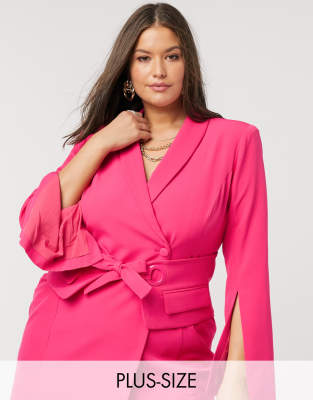 pink blazer dress plus size