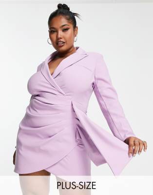 Lavish Alice Plus Wrap Blazer Dress In Lilac-purple