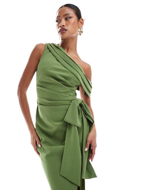 Lavish Alice - Robe plissée asymétrique mi-longue - Vert, 2 de 4