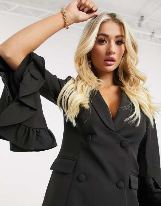 Black 2025 ruffle blazer