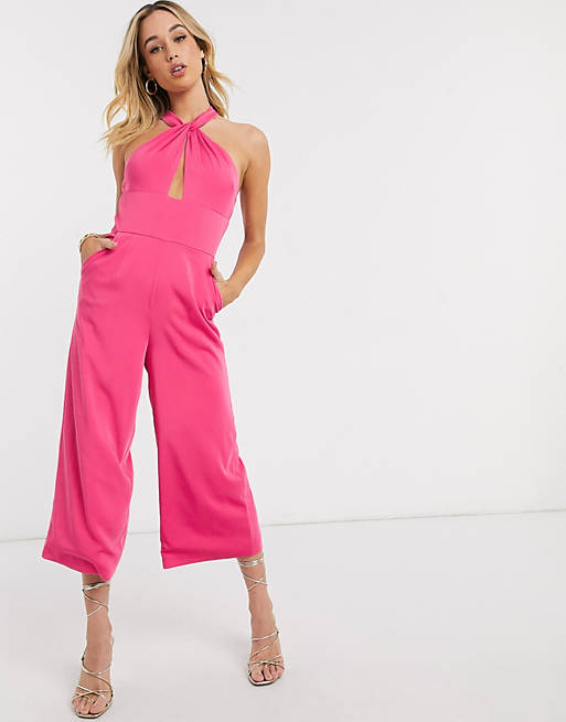 Lavish Alice ruffle wrap jumpsuit in pink | ASOS