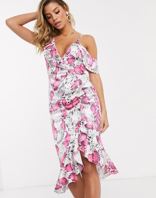 Pink snake outlet print midi dress